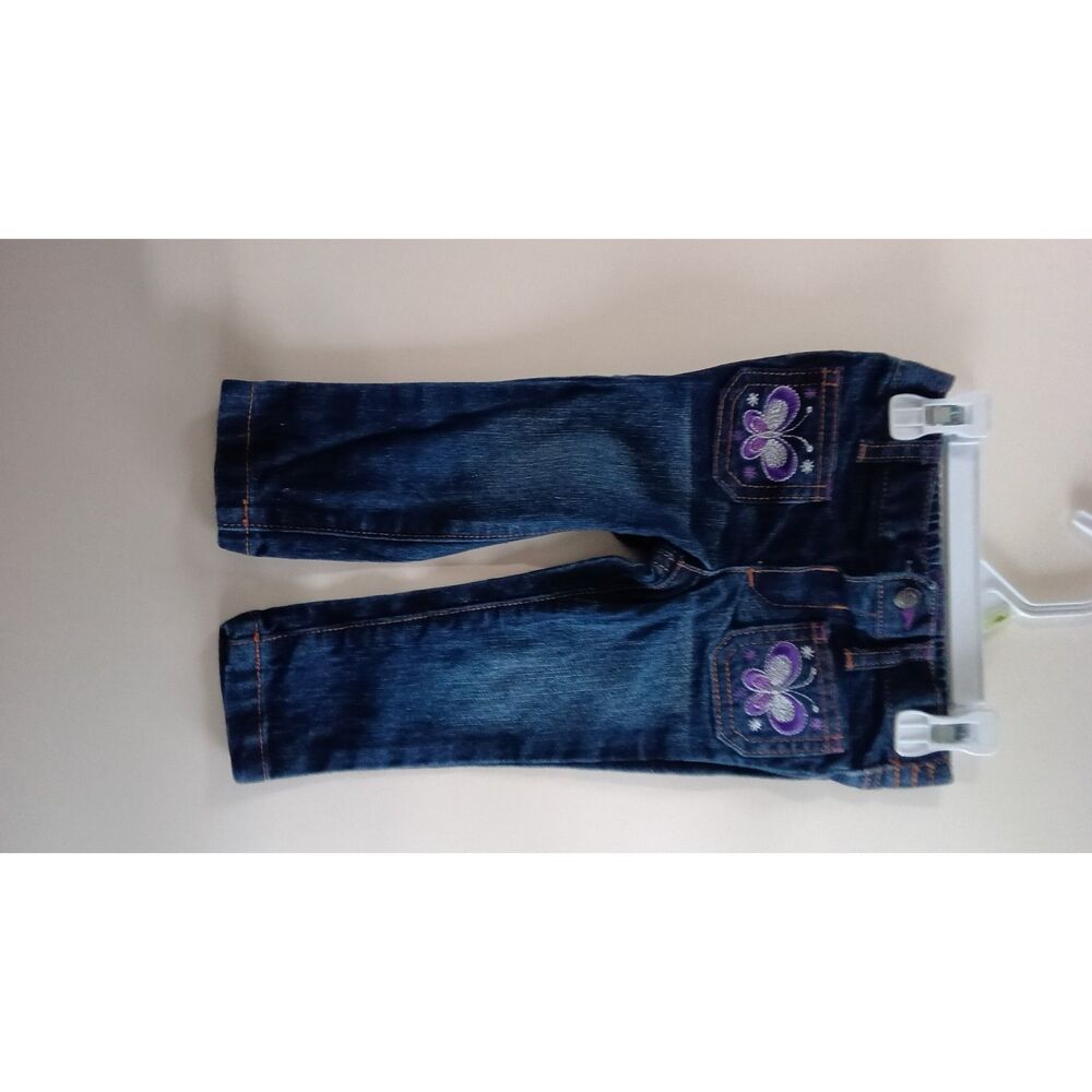 Healthtex Baby Jeans Butterfly Embroidery Dark Wash Size 12m
